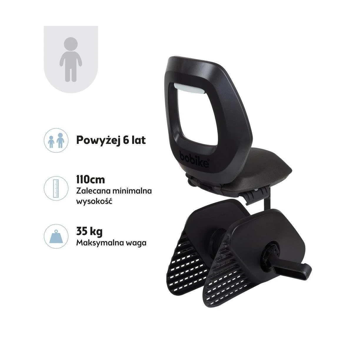BOBIKE Fotelik rowerowy Junior ONE black/dark grey | Pan Piksel