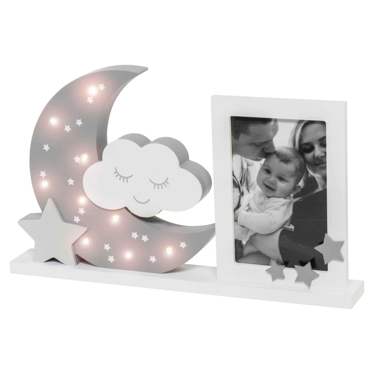 DOOKY Ramka do zdjęć z lampką LED Moonlight grey | Pan Piksel
