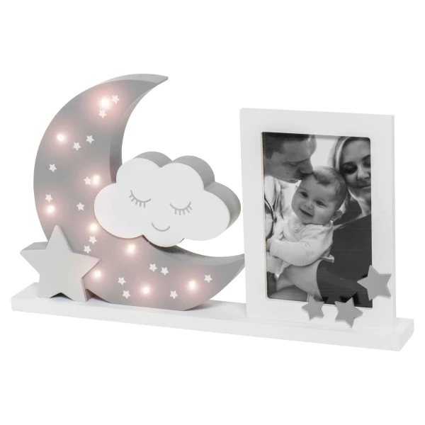 DOOKY Ramka do zdjęć z lampką LED Moonlight grey | Pan Piksel