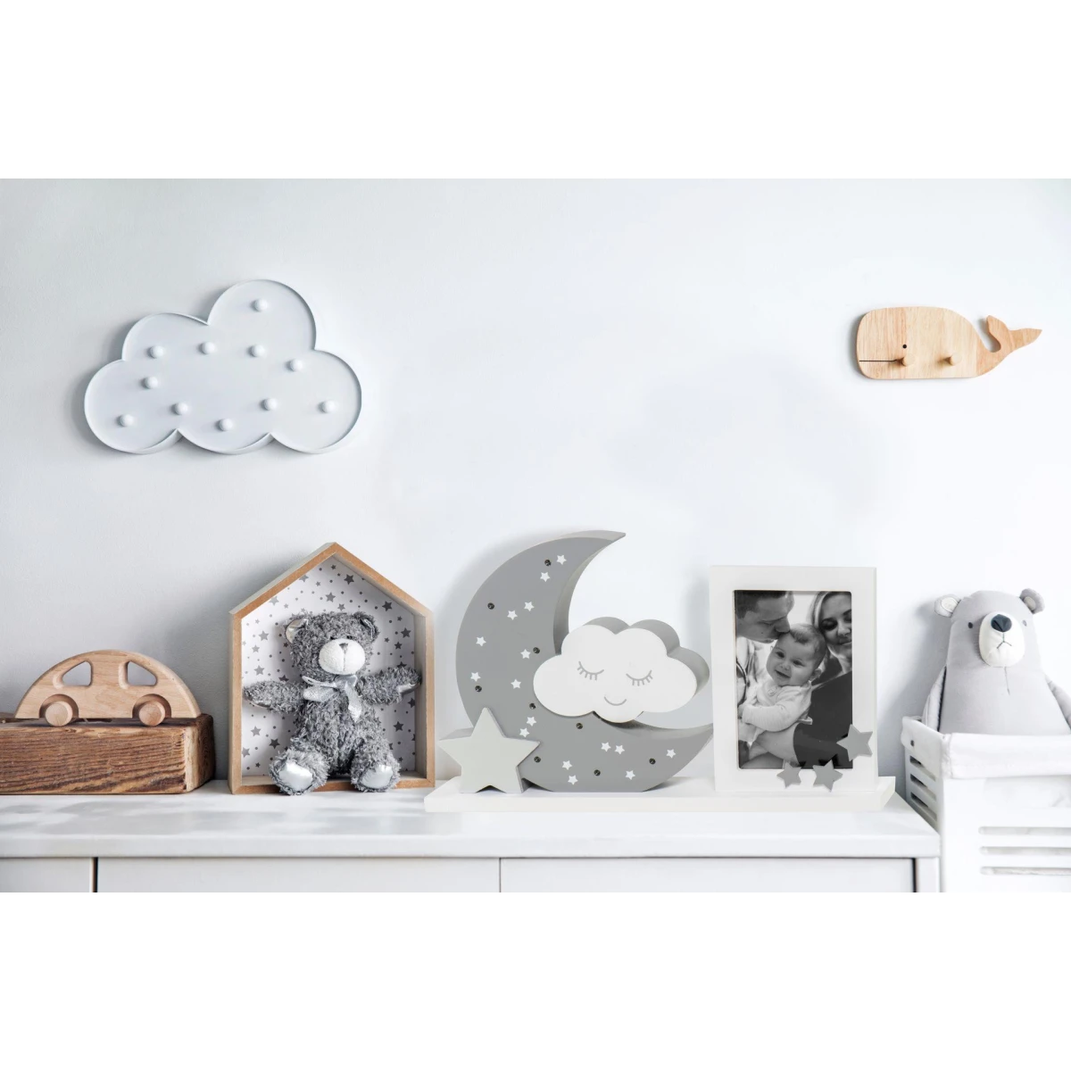 DOOKY Ramka do zdjęć z lampką LED Moonlight grey | Pan Piksel