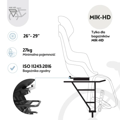 BOBIKE Fotelik rowerowy GO bagażnik MIK HD Candy Pink | Pan Piksel