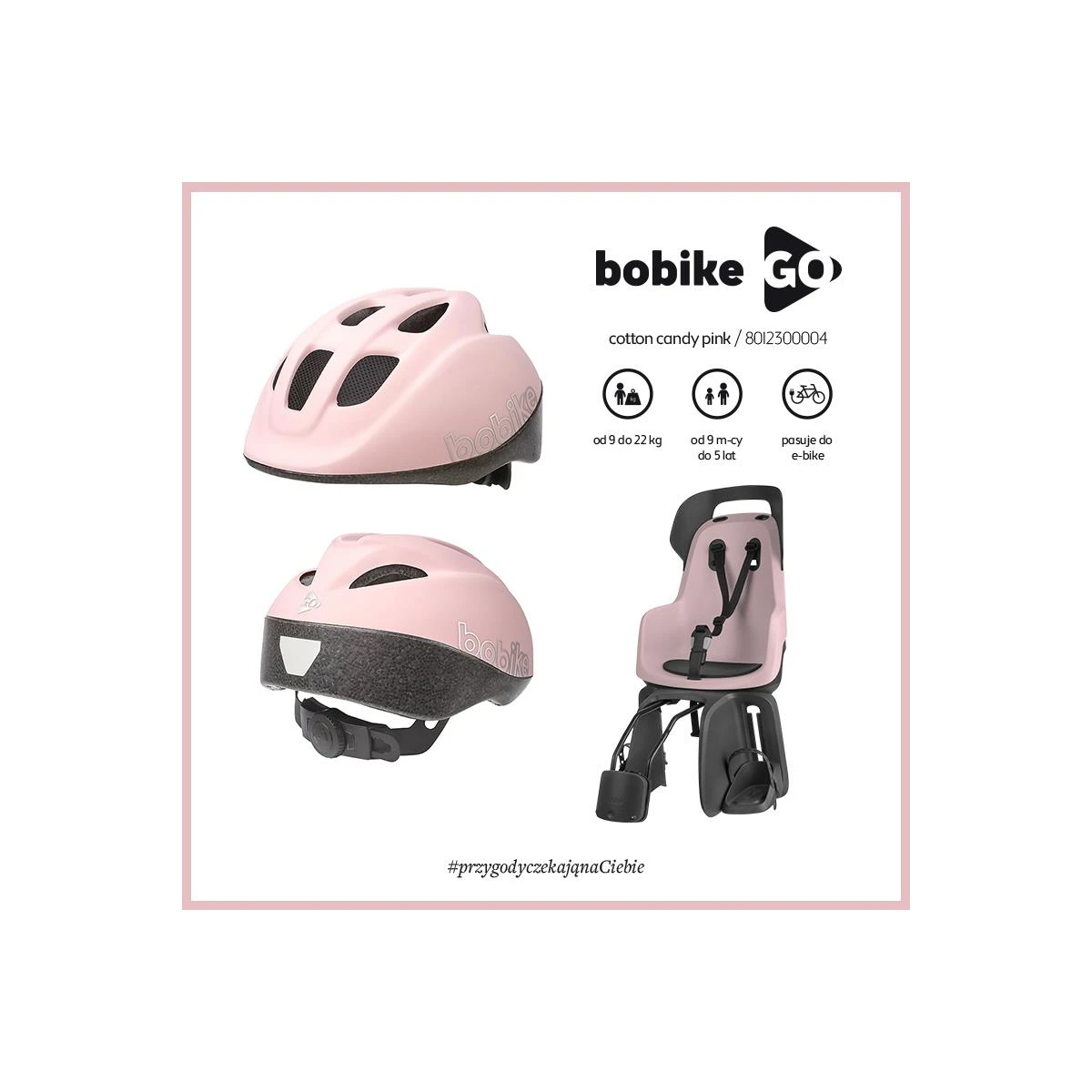BOBIKE Fotelik rowerowy GO 1P do ramy Marsmallow Mint | Pan Piksel