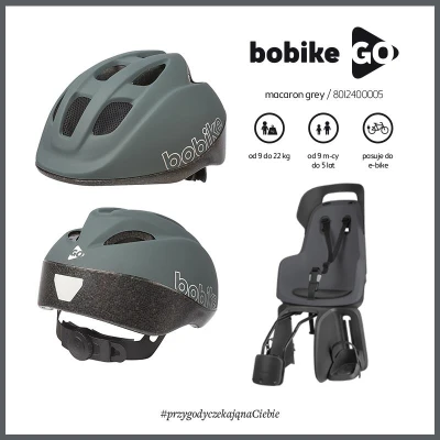 BOBIKE Fotelik rowerowy GO 1P do ramy Macaron Grey | Pan Piksel