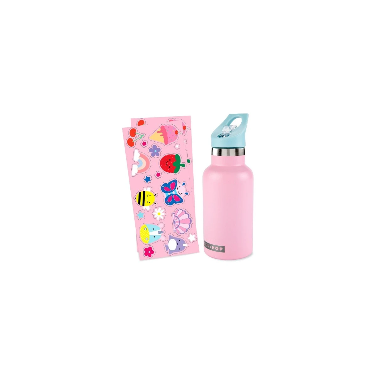 Skip Hop Butelka Termiczna z Ustnikiem i Naklejkami 380 ml Pink | Pan Piksel