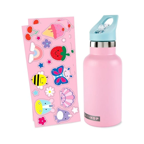 Skip Hop Butelka Termiczna z Ustnikiem i Naklejkami 380 ml Pink | Pan Piksel