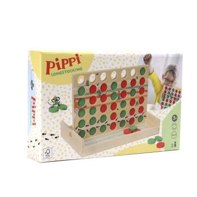 MICKI Drewniana gra edukacyjna 4 Cztery W Rzędzie Connect 4 zabawka gry Pippi | Pan Piksel