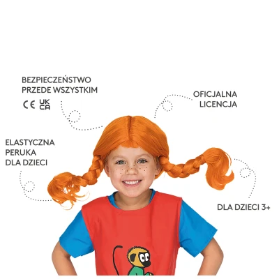 MICKI Peruka Pippi Langstrumpf kostium przebranie dla dzieci na bal przebierańców | Pan Piksel