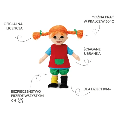 MICKI Miękka lalka Pippi Langstrumpf 20 cm przytulanka zabawka dla dzieci | Pan Piksel