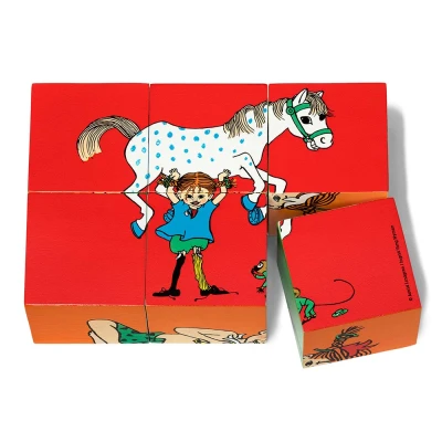 MICKI Drewniane klocki puzzle 2w1 Pippi Langstrumpf edukacyjna zabawka dla dzieci | Pan Piksel