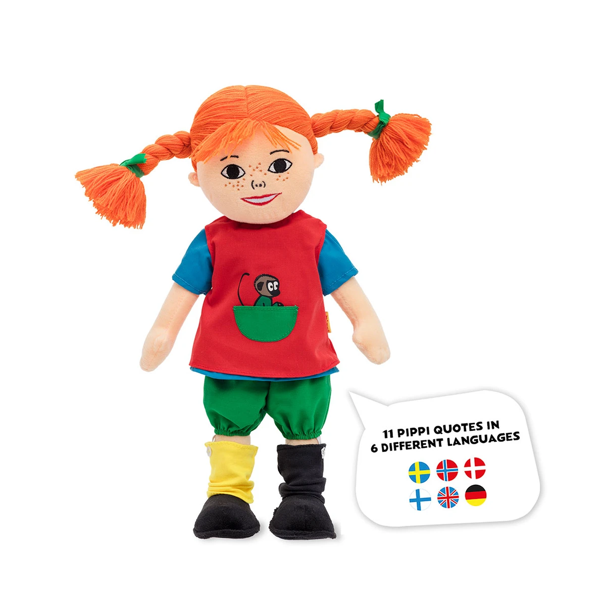 MICKI Miękka lalka mówiąca Pippi Langstrumpf 40 cm przytulanka zabawka dla dzieci | Pan Piksel