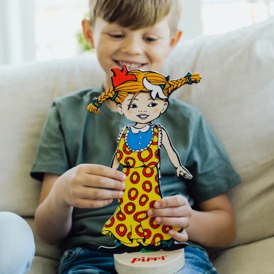 MICKI Drewniana lalka Pippi Langstrumpf zestaw przebieranie zabawka dla dzieci | Pan Piksel