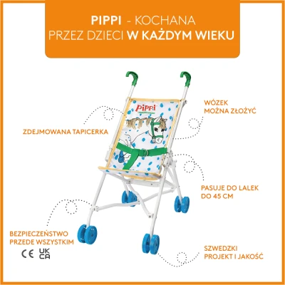 MICKI Wózek dla lalek konik Alfonso spacerówka zabawka dla dzieci lalki Pippi | Pan Piksel