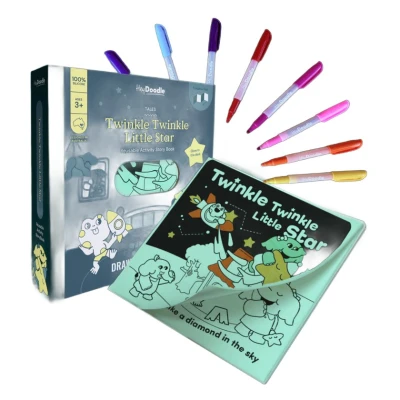 HeyDoodle Książeczka Silikonowa Świecąca w Ciemności - Twinkle Twinkle Little Star | Pan Piksel