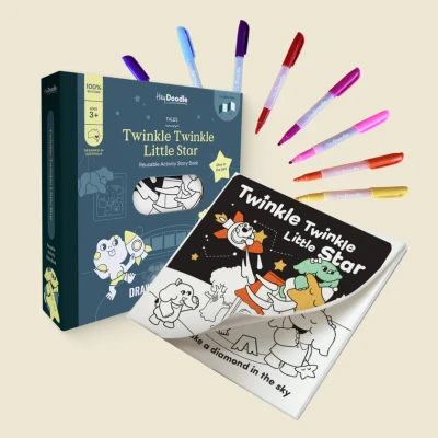 HeyDoodle Książeczka Silikonowa Świecąca w Ciemności - Twinkle Twinkle Little Star | Pan Piksel