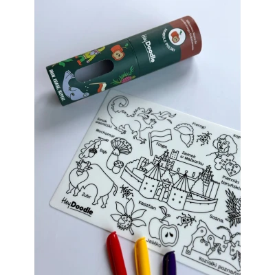 HeyDoodle Symbole Polski Mata Silikonowa do Kolorowania A4. | Pan Piksel