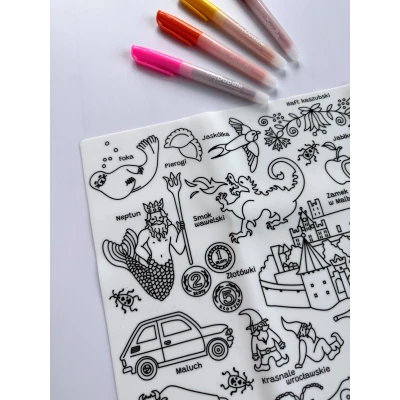HeyDoodle Symbole Polski Duża Mata Silikonowa do Kolorowania. | Pan Piksel