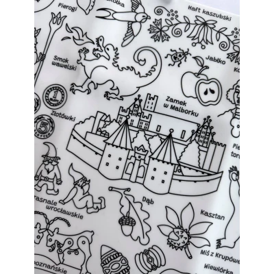 HeyDoodle Symbole Polski Duża Mata Silikonowa do Kolorowania. | Pan Piksel