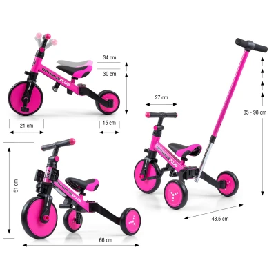 Milly Mally Rowerek 4w1 Optimus Plus Pink | Pan Piksel