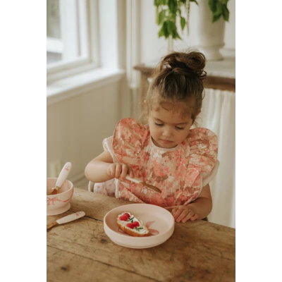 Elodie Details Zestaw silikonowy talerzyk i sztućce rose bow | Pan Piksel