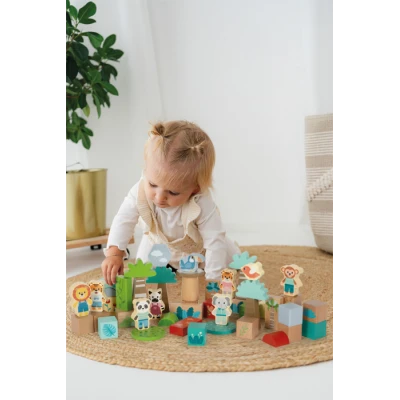 SMALL FOOT Drewniane klocki z figurkami zwierząt Przyjaciele dżungli | Pan Piksel
