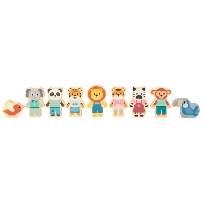 SMALL FOOT Drewniane klocki z figurkami zwierząt Przyjaciele dżungli | Pan Piksel