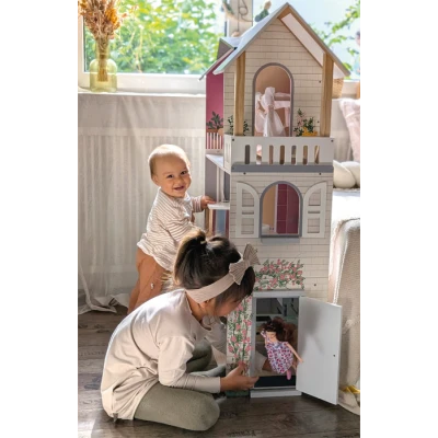 SMALL FOOT Drewniany domek dla lalek willa XL z wyposażeniem | Pan Piksel