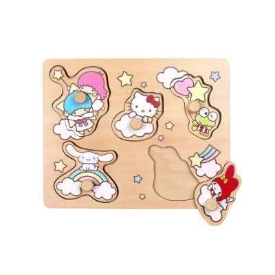 MICKI Drewniana układanka puzzle z uchwytami Hello Kitty sorter kształtów zabawka | Pan Piksel