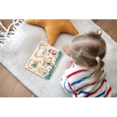 MICKI Drewniana układanka puzzle z uchwytami Hello Kitty sorter kształtów zabawka | Pan Piksel