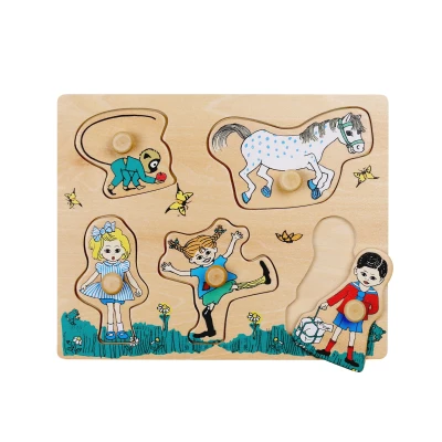 MICKI Drewniana układanka puzzle z uchwytami Pippi Langstrumpf sorter kształtów | Pan Piksel