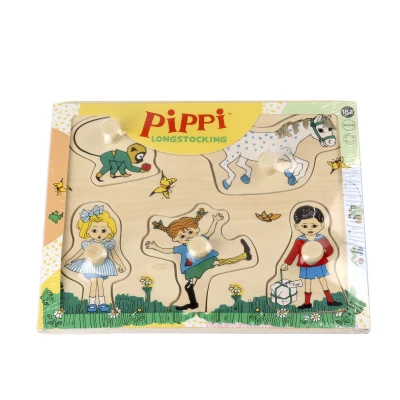 MICKI Drewniana układanka puzzle z uchwytami Pippi Langstrumpf sorter kształtów | Pan Piksel