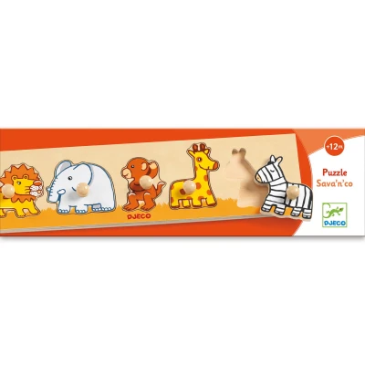 DJECO Drewniane puzzle SAVANNA | Pan Piksel