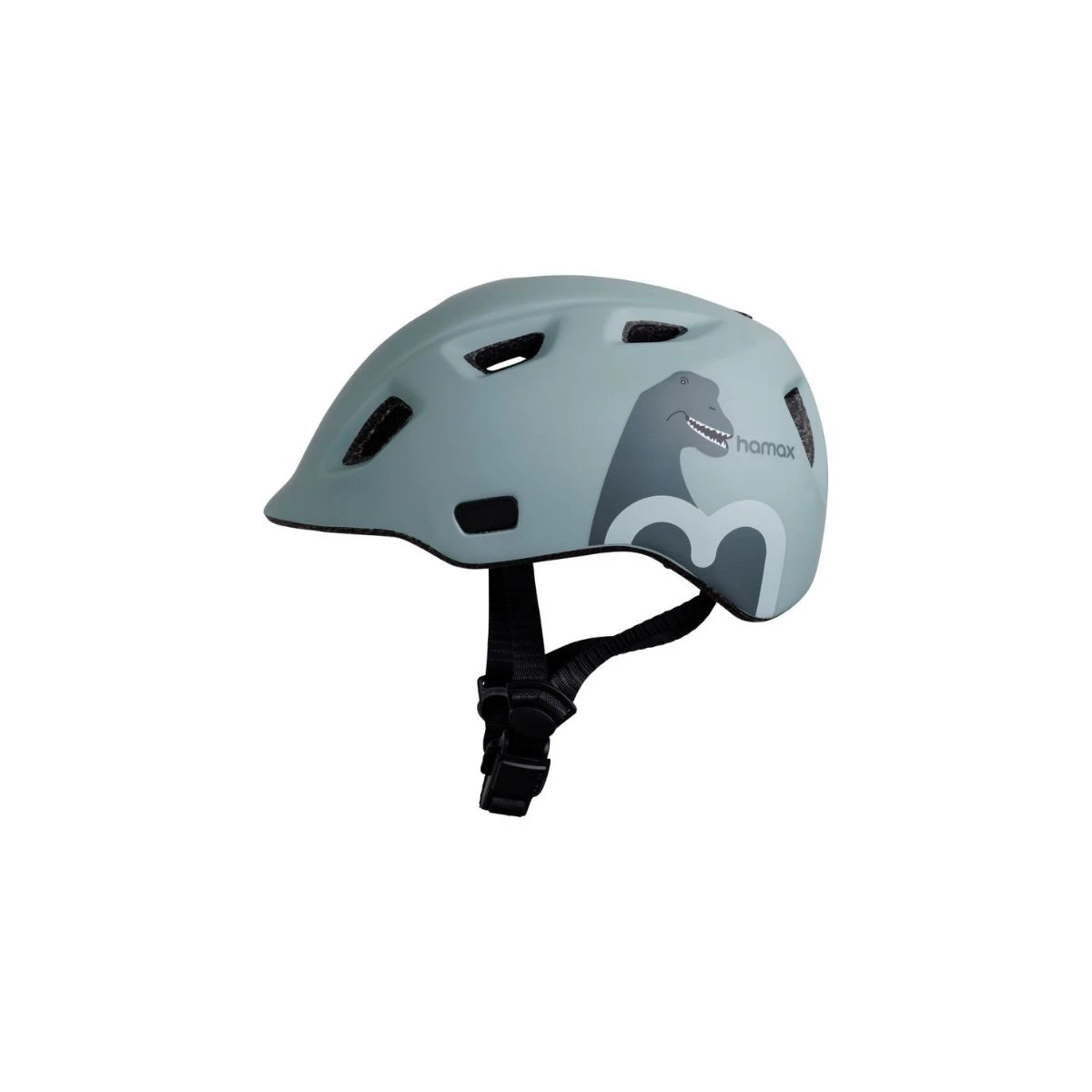 Hamax kask dziecięcy Thundercap rozmiar 47-52 zielony z dinozaurem | Pan Piksel