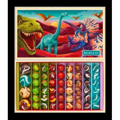 BILLES & CO Szklane kulki DINOZAURY | Pan Piksel