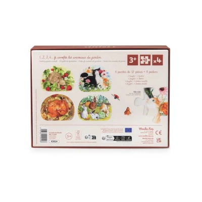 MOULIN ROTY Puzzle zwierzątka 4 w 1 LE JARDIN | Pan Piksel