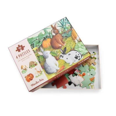 MOULIN ROTY Puzzle zwierzątka 4 w 1 LE JARDIN | Pan Piksel