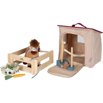 SMALL FOOT Pluszowy koń w stajni z akcesoriami w poręcznej torbie | Pan Piksel