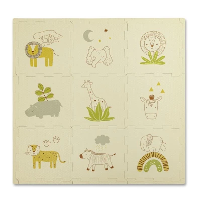 HAKUNA MATTE Puzzle na podłogę dla dzieci Mata piankowa ze zwierzątkami Safari Animals 90x90 cm | Pan Piksel