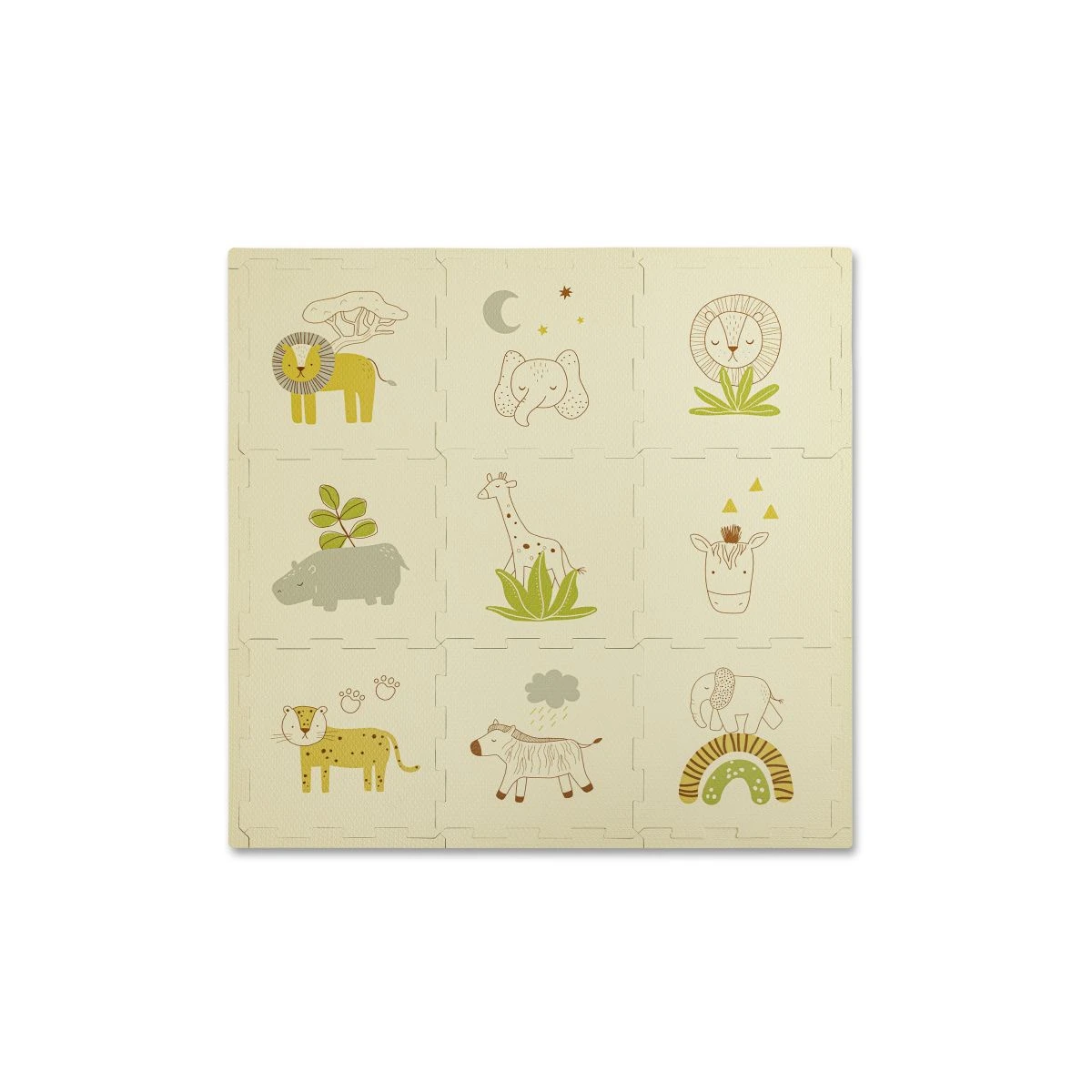 HAKUNA MATTE Puzzle na podłogę dla dzieci Mata piankowa ze zwierzątkami Safari Animals 90x90 cm | Pan Piksel