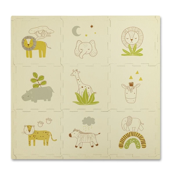 HAKUNA MATTE Puzzle na podłogę dla dzieci Mata piankowa ze zwierzątkami Safari Animals 90x90 cm | Pan Piksel