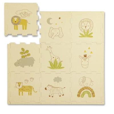 HAKUNA MATTE Puzzle na podłogę dla dzieci Mata piankowa ze zwierzątkami Safari Animals 90x90 cm | Pan Piksel