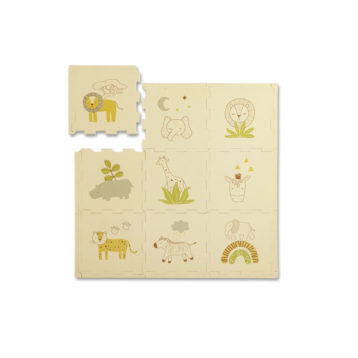 HAKUNA MATTE Puzzle na podłogę dla dzieci Mata piankowa ze zwierzątkami Safari Animals 90x90 cm | Pan Piksel