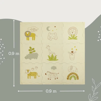 HAKUNA MATTE Puzzle na podłogę dla dzieci Mata piankowa ze zwierzątkami Safari Animals 90x90 cm | Pan Piksel