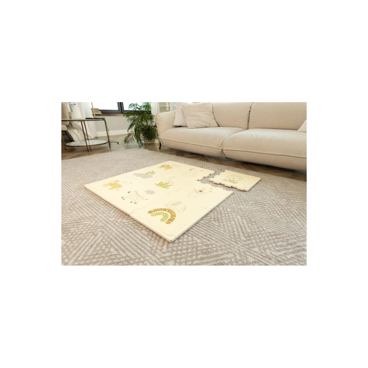 HAKUNA MATTE Puzzle na podłogę dla dzieci Mata piankowa ze zwierzątkami Safari Animals 90x90 cm | Pan Piksel