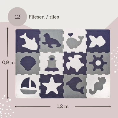 HAKUNA MATTE Puzzle na podłogę dla dzieci Mata piankowa Ocean World 90x120 cm | Pan Piksel