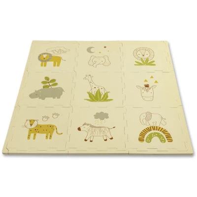 HAKUNA MATTE Puzzle na podłogę dla dzieci Mata piankowa ze zwierzątkami Safari Animals 90x90 cm | Pan Piksel