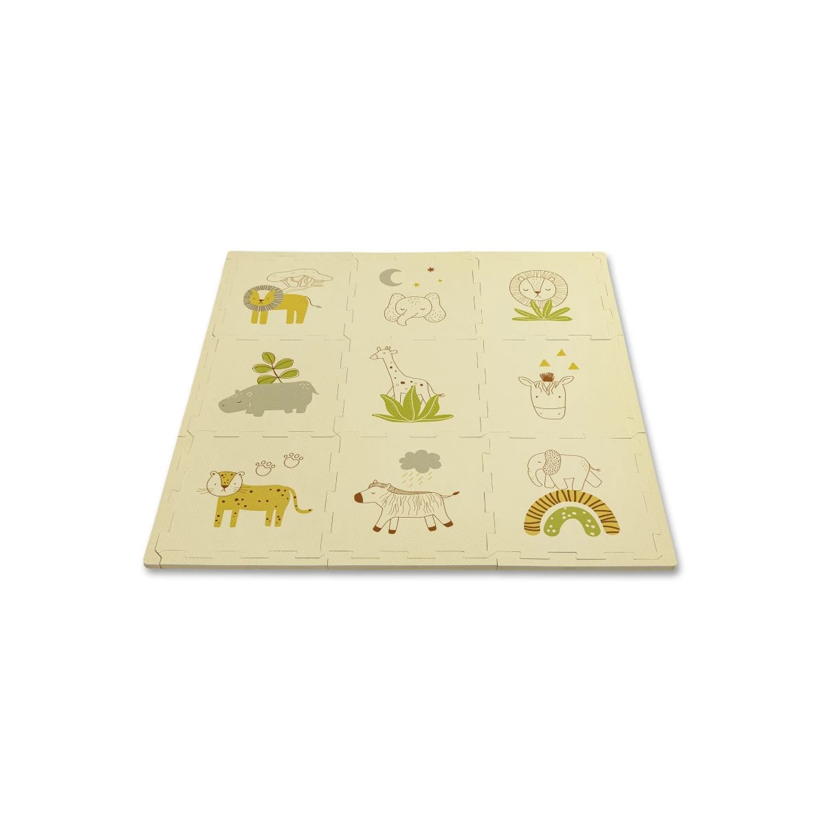HAKUNA MATTE Puzzle na podłogę dla dzieci Mata piankowa ze zwierzątkami Safari Animals 90x90 cm | Pan Piksel