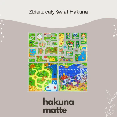 HAKUNA MATTE Puzzle na podłogę dla dzieci Mata piankowa Miasto i wyjmowane pojazdy 120x120 cm | Pan Piksel