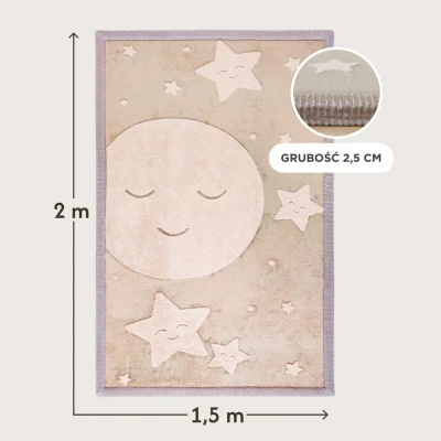 HAKUNA MATTE Mata piankowa dla dzieci Dywan do pokoju dziecięcego Księżyc i gwiazdy Cloud Play Mat 3D 200 x 150 cm | Pan Piksel