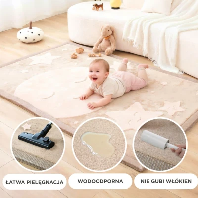 HAKUNA MATTE Mata piankowa dla dzieci Dywan do pokoju dziecięcego Księżyc i gwiazdy Cloud Play Mat 3D 200 x 150 cm | Pan Piksel