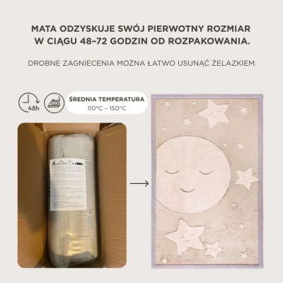 HAKUNA MATTE Mata piankowa dla dzieci Dywan do pokoju dziecięcego Księżyc i gwiazdy Cloud Play Mat 3D 200 x 150 cm | Pan Piksel